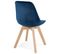 Chaise Design Velours et Bois "pady" 85cm Bleu et Naturel