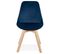 Chaise Design Velours et Bois "pady" 85cm Bleu et Naturel