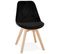 Chaise Design Velours et Bois "pady" 85cm Noir et Naturel