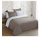 Parure De Couette 100% Coton - 1 Housse De Couette 220x240 Cm + 2 Taies 65x65 Cm Taupe Et Blanc