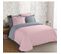 Parure De Couette 100% Coton - 1 Housse De Couette 240x260 Cm + 2 Taies 65x65 Cm Gris Et Rose