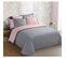 Parure De Couette 100% Coton - 1 Housse De Couette 240x260 Cm + 2 Taies 65x65 Cm Gris Et Rose