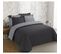 Parure De Couette 100% Coton - 1 Housse De Couette 220x240 Cm + 2 Taies 65x65 Cm Gris Et Anthracite