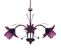 Lustre 3 Bras Métal Marron Or 80 Verre Violet 80 Cm..