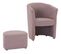 Fauteuil cabriolet et pouf CLAYTON tissu Soro rose