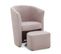 Fauteuil cabriolet et pouf CLAYTON tissu Soro rose