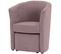 Fauteuil cabriolet et pouf CLAYTON tissu Soro rose