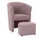 Fauteuil cabriolet et pouf CLAYTON tissu Soro rose