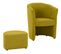 Fauteuil cabriolet et pouf CLAYTON tissu Soro jaune