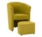 Fauteuil cabriolet et pouf CLAYTON tissu Soro jaune