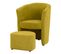 Fauteuil cabriolet et pouf CLAYTON tissu Soro jaune