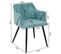 Lot De 2 Chaises Scandinaves Tissu Vert Avec Accoudoirs Pieds Noirs 53x54x75cm