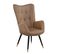 Fauteuil Scandinave Rétro Marron Revêtement En Tissu Accoudoirs Pieds En Metal Noir