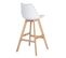 Lot De 2 Tabourets De Bar Scandinave Blanc Pieds Bois