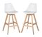 Lot De 2 Tabourets De Bar Scandinave Blanc Pieds Bois