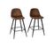 Lot De 2 Tabouret De Bar Rétro Vintage Tissu Suède Marron Pied Noir