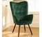 Fauteuil Scandinave Rétro en Velours Vert Accoudoirs Rembourés et des Pieds en Bois  68*73*106cm