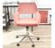 Chaise de bureau Scandinave velours rose pivotant réglable en hauteur avec Accoudoirs