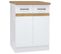 Junona Meuble Bas De Cuisine 60 Cm 2 Portes Plan De Travail Blanc Brillant