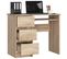 Bureau D'ordinateur Gauche A6 Sonoma 90 Cm 3 Tiroirs Façade Sonoma 1 Étagère 90x50x77 Cm