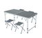 Table De Camping Gris Foncé Avec 4 Chaises Pliantes Grises, Dimensions : L120 X P60 X H70 Cm