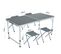 Table De Camping Gris Foncé Avec 4 Chaises Pliantes Grises, Dimensions : L120 X P60 X H70 Cm