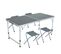 Table De Camping Gris Foncé Avec 4 Chaises Pliantes Grises, Dimensions : L120 X P60 X H70 Cm