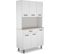 Buffet De Cuisine / Meuble De Cuisine Coloris Acacia/blanc Mat - 101 X 185,3 X 42,3 Cm