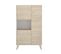 Buffet Meuble De Rangement 3 Portes Coloris Blanc/naturel - L. 81 X H. 135 X P. 43 Cm