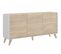 Buffet Meuble De Rangement 3 Portes Coloris Blanc/naturel - L. 155 X H. 75 X P. 43 Cm