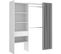 Armoire Dressing Extensible Avec Rideau + 1 Tiroir Coloris Blanc - L. 110-160 X H. 205 X P. 50 Cm