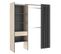 Armoire Dressing Extensible Avec Rideau + 1 Tiroir Coloris Naturel/graphite