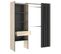 Armoire Dressing Extensible Avec Rideau + 1 Tiroir Coloris Naturel/graphite