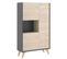 Buffet Meuble De Rangement 3 Portes Coloris Graphite/naturel - L. 81 X H. 135 X P. 43 Cm