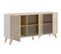 Buffet Meuble De Rangement 3 Portes Coloris Blanc/naturel - L. 155 X H. 75 X P. 43 Cm