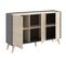 Buffet Meuble De Rangement 3 Portes Coloris Graphite/naturel - L. 155 X H. 75 X P. 43 Cm