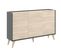 Buffet Meuble De Rangement 3 Portes Coloris Graphite/naturel - L. 155 X H. 75 X P. 43 Cm