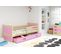 Lit Enfant Rico 190x90 Avec Matelas Sommier Et Tiroir En Pin+rose