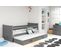 Lit Gigogne Rico 190x90 Avec 2 Matelas Sommiers Et Tiroir-lit En Gris+gris