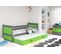 Lit Gigogne Rico 190x90 Avec 2 Matelas Sommiers Et Tiroir-lit En Gris+vert