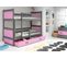 Lit Superposé Rico 160x80 Avec Matelas Sommiers Et Tiroir En Gris+rose