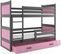 Lit Superposé Rico 160x80 Avec Matelas Sommiers Et Tiroir En Gris+rose