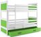 Lit Superposé Rico 190x90 Avec Matelas Sommiers Et Tiroir En Blanc+vert