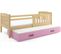 Lit Gigogne Quba 190x80 Avec Sommiers Et Matelas En Pin+rose