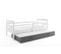 Lit Gigogne Eryk 190x90 Avec Sommiers Et Matelas En Blanc+gris