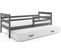 Lit Gigogne Eryk 200x90 Avec Sommiers Et Matelas En Gris+blanc