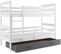 Lit Superposé Eryk 160x80 Avec Matelas Sommiers Et Tiroir En Blanc+gris