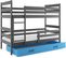 Lit Superposé Eryk 200x90 Avec Matelas Sommiers Et Tiroir En Gris+blanc