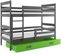 Lit Superposé Eryk 200x90 Avec Matelas Sommiers Et Tiroir En Gris+blanc