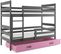 Lit Superposé Eryk 200x90 Avec Matelas Sommiers Et Tiroir En Gris+gris